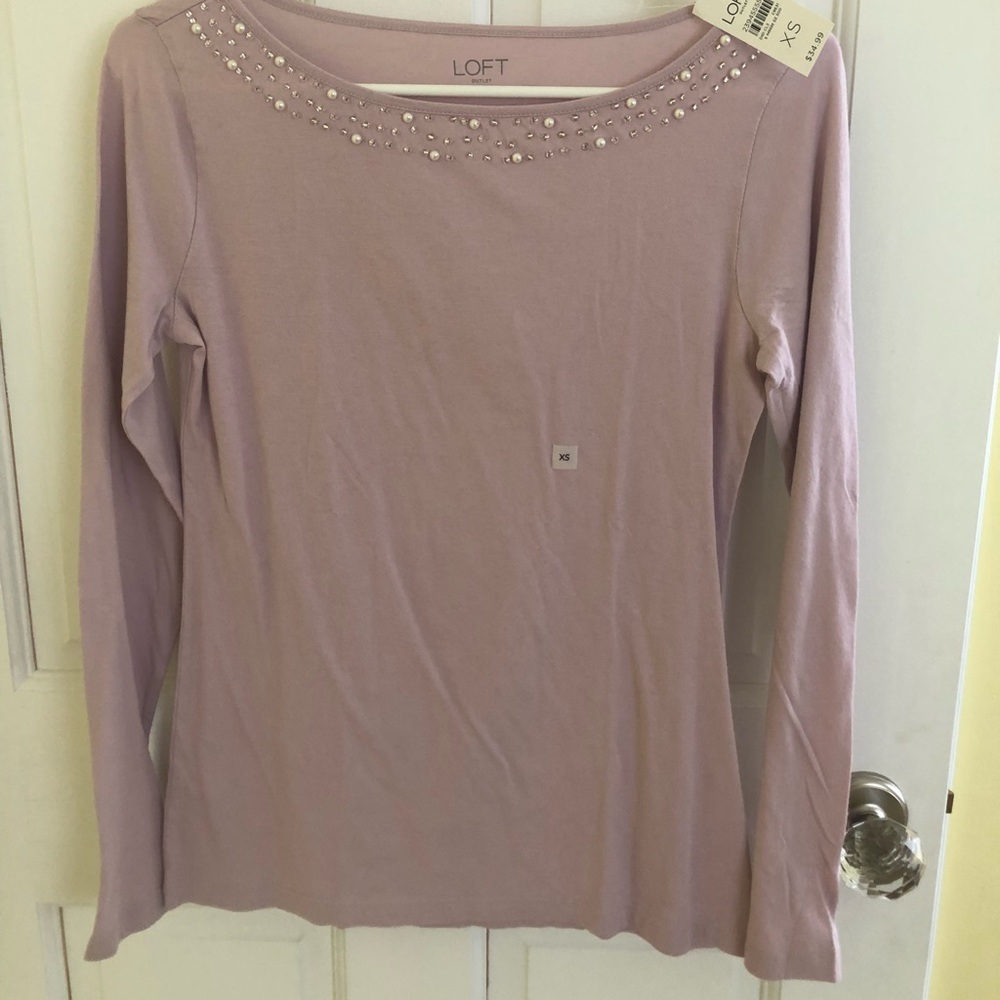 LOFT long sleeve shirt with embellishment.